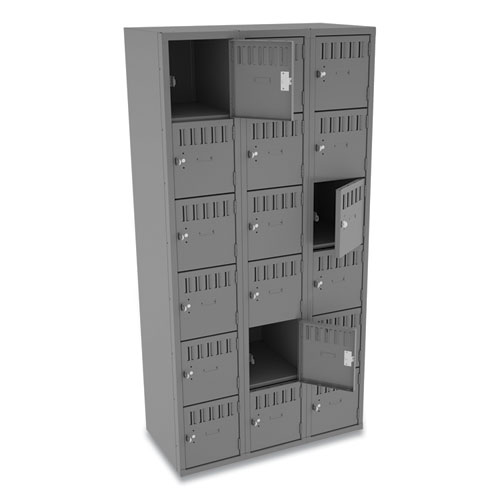 Image of Tennsco Box Compartments, Triple Stack, 36W X 18D X 72H, Medium Gray