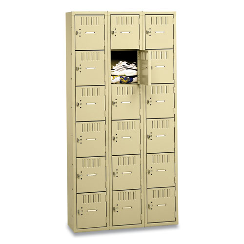 Image of Tennsco Box Compartments, Triple Stack, 36W X 18D X 72H, Sand