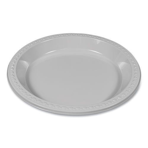 Plastic Dinnerware, Plates, 10.25" dia, White, 125/Pack