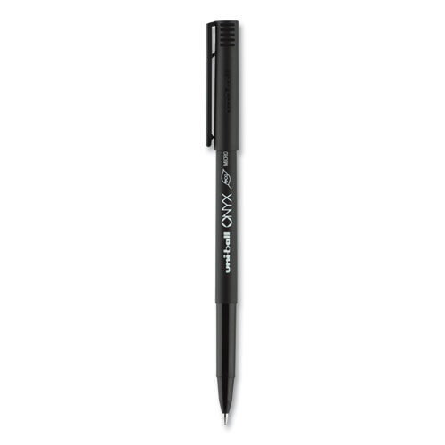 ONYX Roller Ball Pen, Stick, Extra-Fine 0.5 mm, Black Ink, Black Barrel, Dozen