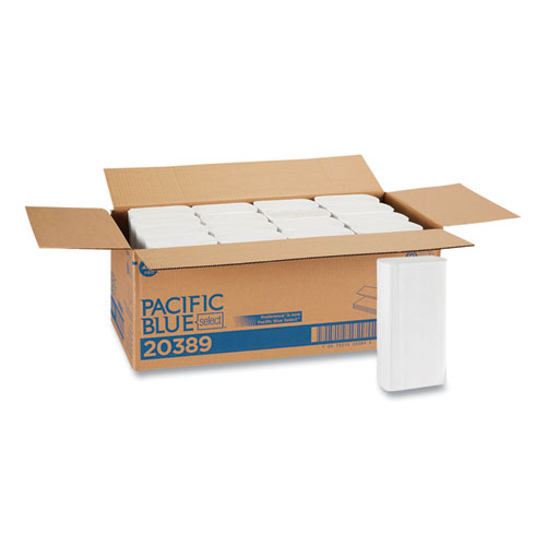 Image of Pacific Blue Select Folded Paper Towels, 9.2 x 9.4, White, 250/Pack, 16 Packs/Carton