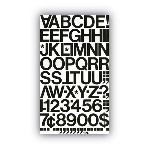 Press-On Vinyl Letters and Numbers, Self Adhesive, Black, 1"h, 88/Pack