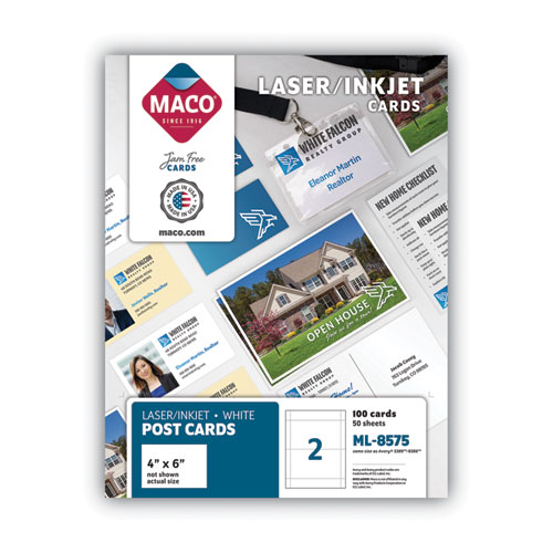 MACO® Unruled Microperforated Laser/Inkjet Post Cards, 4 x 6