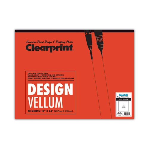 Design Vellum Paper, 16lb, 18 x 24, Translucent White, 50/Pad