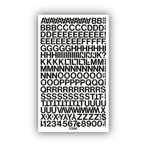 Press-On Vinyl Letters and Numbers, Self Adhesive, Black, 0.5"h, 201/Pack