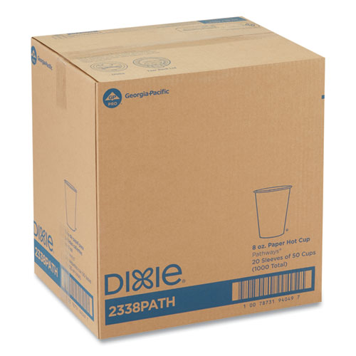 Image of Dixie® Pathways Paper Hot Cups, 8 Oz, 50 Sleeve, 20 Sleeves/Carton