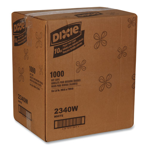 Image of Dixie® Paper Hot Cups, 10 Oz, White, 50/Sleeve, 20 Sleeves/Carton