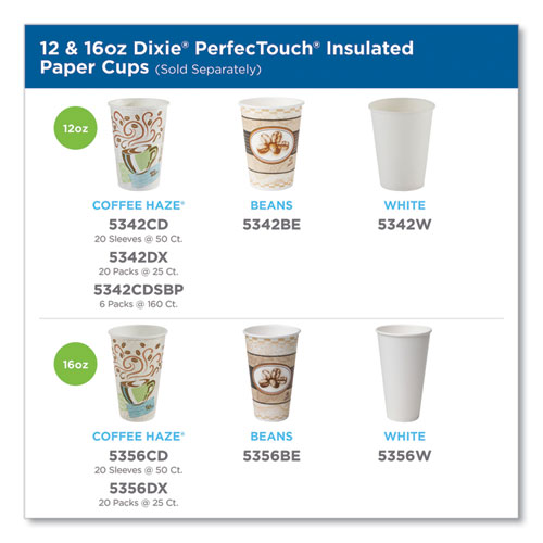 PerfecTouch Paper Hot Cups, 12 oz, Coffee Haze Design, Individually Wrapped, 1,000/Carton