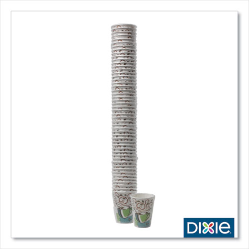 Dixie® PerfecTouch Hot Cups, 8 oz, Coffee Haze Design, Individually Wrapped, 50/Sleeve, 20 Sleeves/Carton