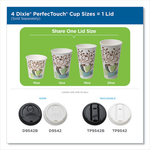 PerfecTouch Hot Cups, 8 oz, Coffee Haze Design, Individually Wrapped, 50/Sleeve, 20 Sleeves/Carton