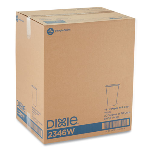 Image of Dixie® Paper Hot Cups, 16 Oz, White, 50/Sleeve, 20 Sleeves/Carton