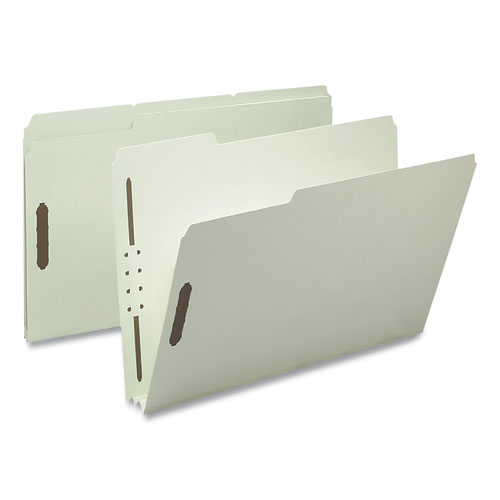 Recycled Pressboard Fastener Folders, 3" Expansion, 2 Fasteners, Legal Size, Gray-Green Exterior, 25/Box