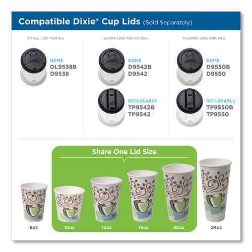Image of Dixie® Perfectouch Paper Hot Cups, 8 Oz, Coffee Haze Design, 50/Sleeve, 20 Sleeves/Carton