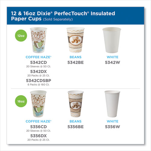 Image of Dixie® Perfectouch Paper Hot Cups, 12 Oz, Coffee Haze Design, 50/Sleeve, 20 Sleeves/Carton
