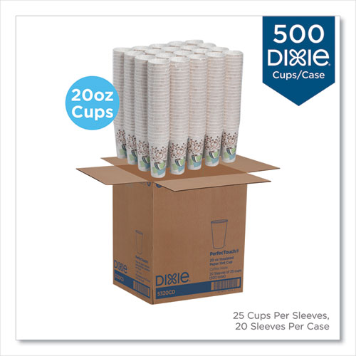 Image of Dixie® Perfectouch Paper Hot Cups, 20 Oz, Coffee Haze Design, 25/Sleeve, 20 Sleeves/Carton