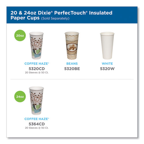 Image of Dixie® Perfectouch Paper Hot Cups, 20 Oz, Coffee Haze Design, 25/Sleeve, 20 Sleeves/Carton