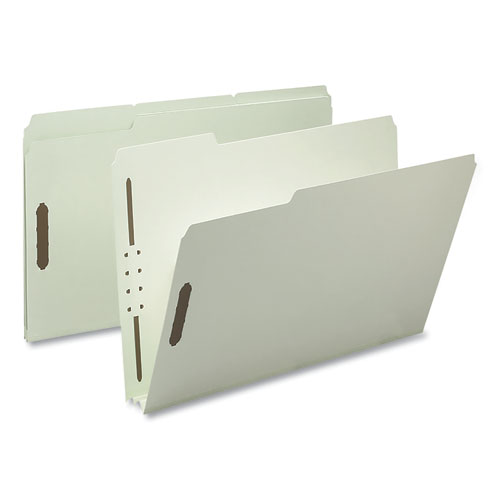 Recycled Pressboard Fastener Folders, 2" Expansion, 2 Fasteners, Legal Size, Gray-Green Exterior, 25/Box