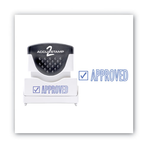 Image of Accustamp2® Pre-Inked Shutter Stamp, Blue, Approved, 1.63 X 0.5
