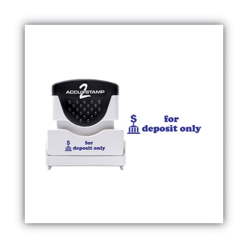 Image of Accustamp2® Pre-Inked Shutter Stamp, Blue, For Deposit Only, 1.63 X 0.5