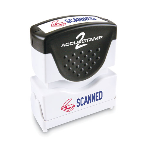 Accustamp2® Pre-Inked Shutter Stamp, Red/Blue, Scanned, 1.63 X 0.5