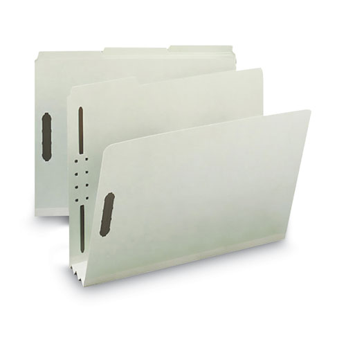 Recycled Pressboard Fastener Folders, 3" Expansion, 2 Fasteners, Letter Size, Gray-Green Exterior, 25/Box