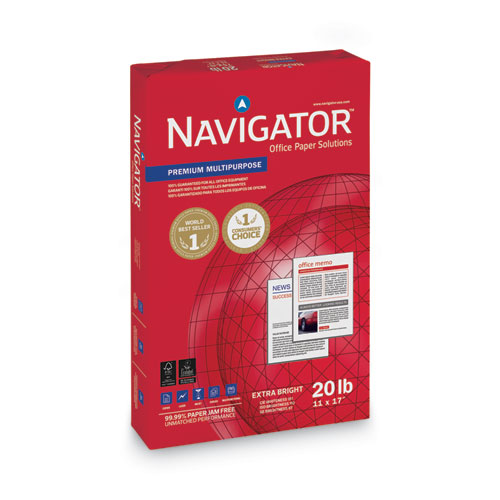 Navigator® Premium Multipurpose Copy Paper, 97 Bright, 20 Lb Bond Weight, 11 X 17, White, 500 Sheets/Ream, 5 Reams/Carton