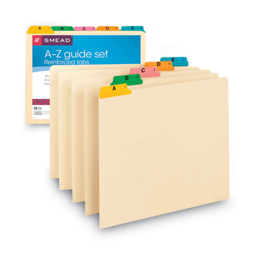 Image of Smead™ Alphabetic Top Tab Indexed File Guide Set, 1/5-Cut Top Tab, A To Z, 8.5 X 11, Manila, 25/Set