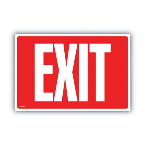 Image of Glow-in-the-Dark Safety Sign, Exit, 12 x 8, Red