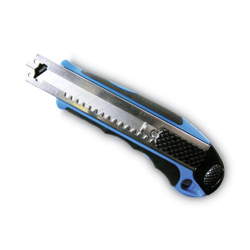 Image of Heavy-Duty Snap Blade Utility Knife, Four 8-Point Blades, Retractable, Blue