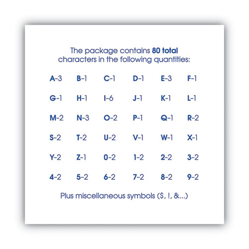 Letters, Numbers and Symbols, Self Adhesive, Black, 3"h, 64 Characters
