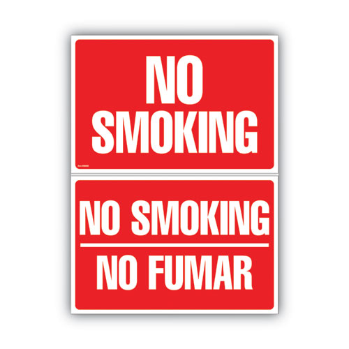 COSCO Two-Sided Signs, No Smoking/No Fumar, 8 x 12, Red