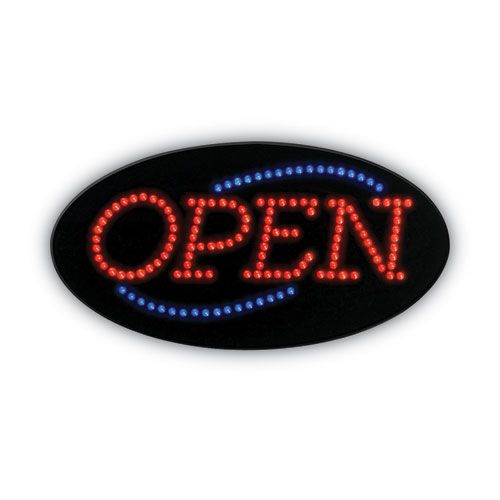LED OPEN Sign, 10 1/2: x 20 1/8", Red and Blue Graphics