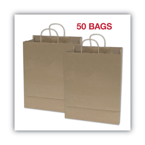 Image of Cosco Premium Shopping Bag, 12" X 6.5" X 17", Brown Kraft, 50/Box