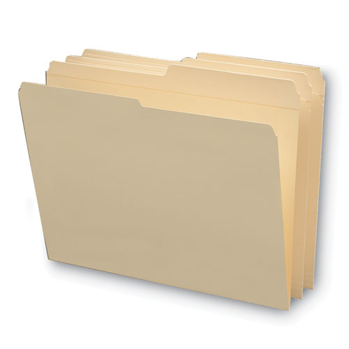 Image of Smead™ Reinforced Tab Manila File Folders, 1/2-Cut Tabs: Assorted, Letter Size, 0.75" Expansion, 11-Pt Manila, 100/Box