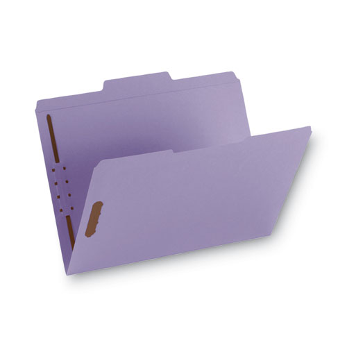 Top Tab Colored Fastener Folders, 0.75" Expansion, 2 Fasteners, Letter Size, Lavender Exterior, 50/Box