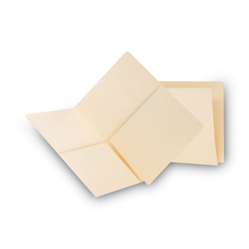 Heavyweight Manila End Tab Pocket Folders, Interior Front/Back Panel Pockets, Straight Tabs, Letter Size, 11pt Manila, 25/Box