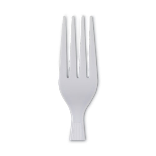 Image of Dixie® Plastic Cutlery, Heavyweight Forks, White, 100/Box
