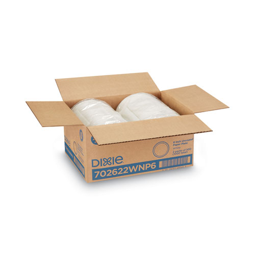 Image of Dixie® White Paper Plates, 6" Dia, 500/Packs, 2 Packs/Carton