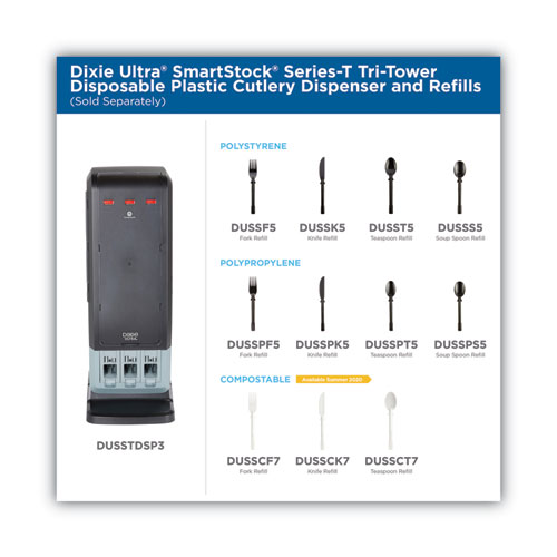 Image of SmartStock Tri-Tower Dispensing System Cutlery, Fork, Natural, 40/Pack, 24 Packs/Carton