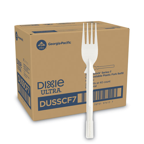 Dixie® SmartStock Tri-Tower Dispensing System Cutlery, Fork, Natural, 40/Pack, 24 Packs/Carton