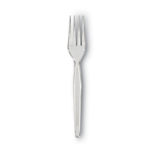 Image of Dixie® Plastic Cutlery, Forks, Heavyweight, Clear, 1,000/Carton