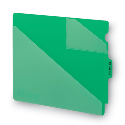 Image of Smead™ End Tab Poly Out Guides, Two-Pocket Style, 1/3-Cut End Tab, Out, 8.5 X 11, Green, 50/Box