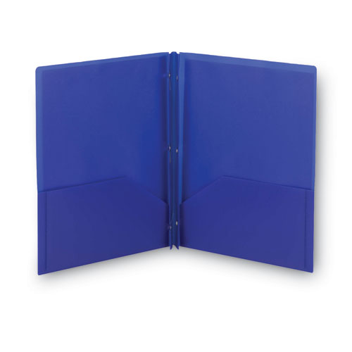 Poly Two-Pocket Folder with Fasteners, 180-Sheet Capacity, 11 x 8.5, Blue, 25/Box