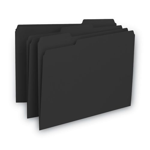 Image of Smead™ Interior File Folders, 1/3-Cut Tabs: Assorted, Letter Size, 0.75" Expansion, Black/Gray, 100/Box