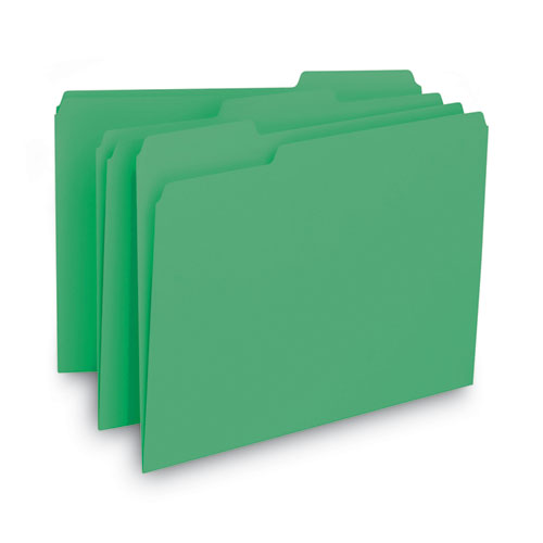 Image of Smead™ Interior File Folders, 1/3-Cut Tabs: Assorted, Letter Size, 0.75" Expansion, Green, 100/Box