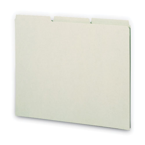 Image of Smead™ Recycled Blank Top Tab File Guides, 1/3-Cut Top Tab, Blank, 8.5 X 11, Green, 100/Box