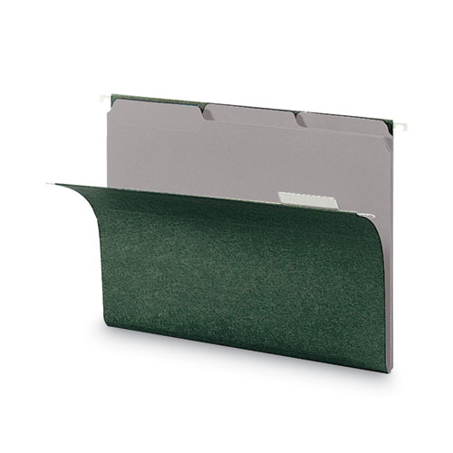Interior File Folders, 1/3-Cut Tabs: Assorted, Letter Size, 0.75" Expansion, Gray, 100/Box