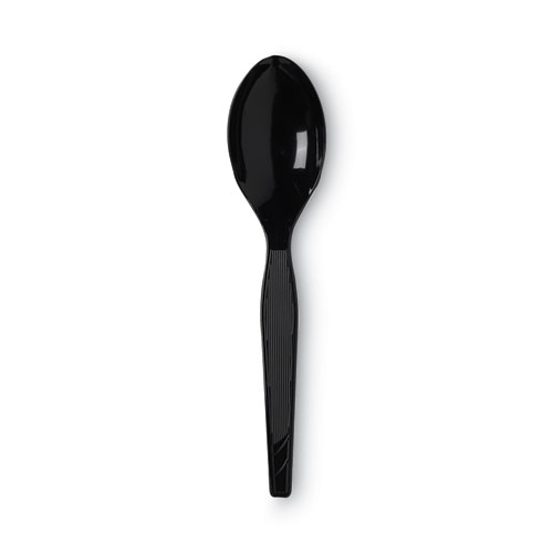 Plastic Cutlery, Heavy Mediumweight Teaspoons, Black, 1,000/Carton