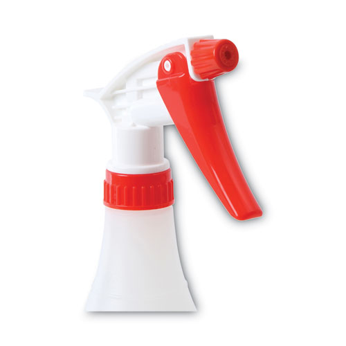 Trigger Spray Bottle, 32 oz, Clear/Red, HDPE, 3/Pack