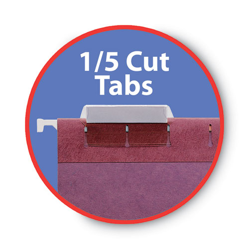 Colored Hanging File Folders with 1/5 Cut Tabs, Letter Size, 1/5-Cut Tabs, Assorted Jewel Tone Colors, 25/Box